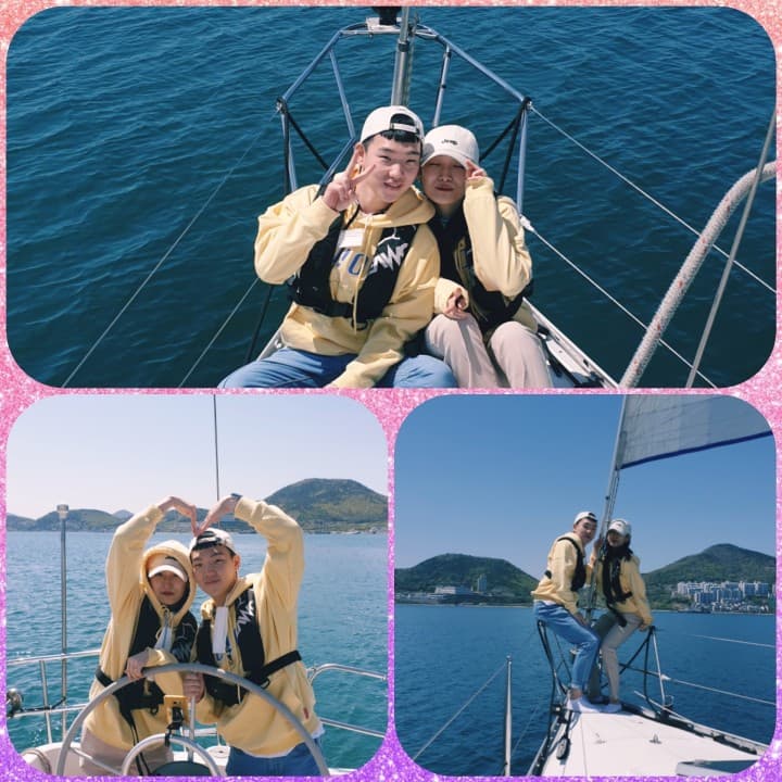 가막만 바다 위 세일링 요트 풍경